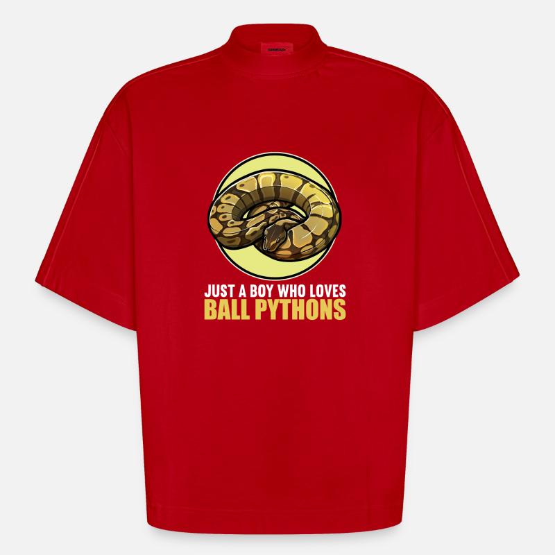Ball Python Königspythons Königspython - Heavyweight Oversized Organic Boxy T-Shirt Made in EU - Rot