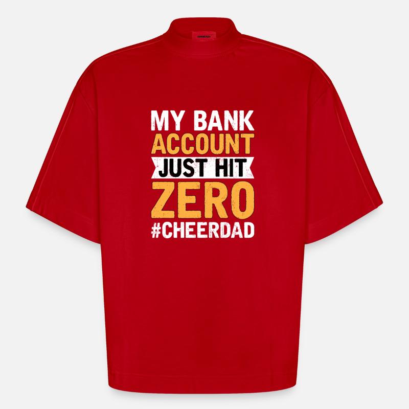 Cheer Dad Compte Bancaire Zéro - T-shirt bio épais oversize Boxy fabriqué en UE - rouge