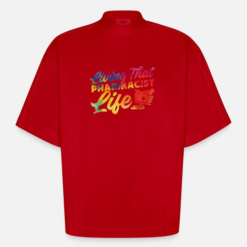 Pharmacy Tech Technician - Heavyweight Oversized Organic Boxy T-Shirt Made in EU - Rot