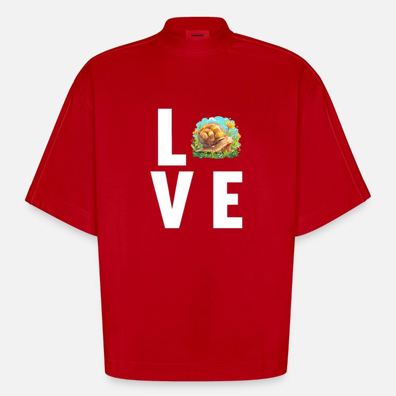 Escargots Escargot - T-shirt bio épais oversize Boxy fabriqué en UE - rouge