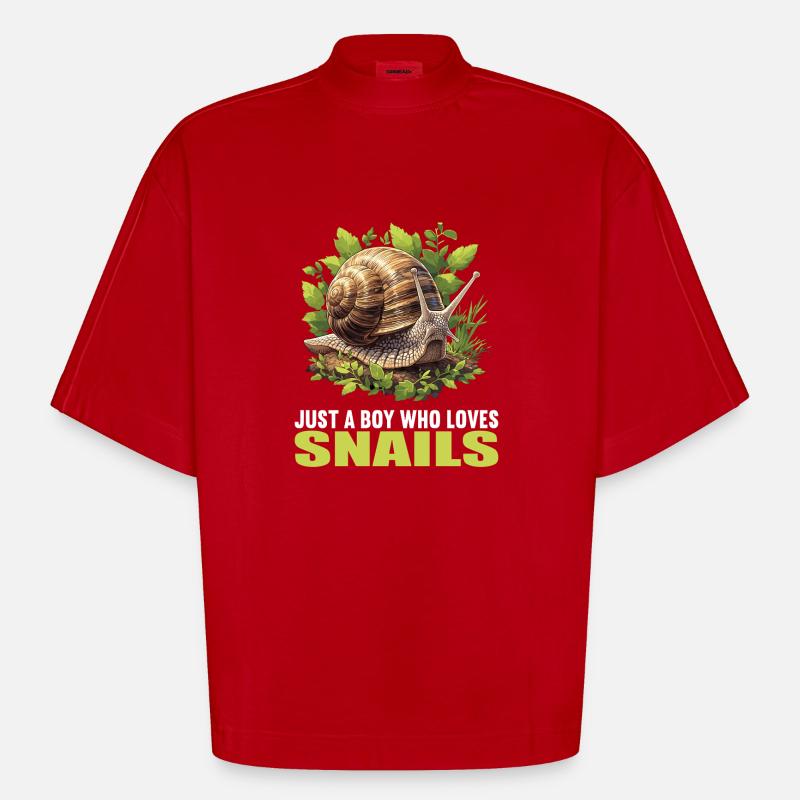Escargots Escargot - T-shirt bio épais oversize Boxy fabriqué en UE - rouge