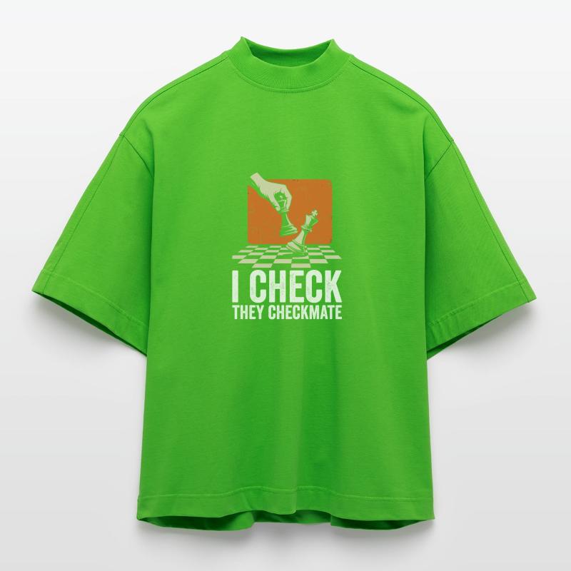 Chess Chess Player Checkmate Brain Teaser Heavyweight Oversized Organic Boxy T-Shirt Made in EU