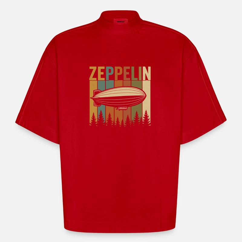 Zeppelin Retro Luftschiff Design - Heavyweight Oversized Organic Boxy T-Shirt Made in EU - Rot