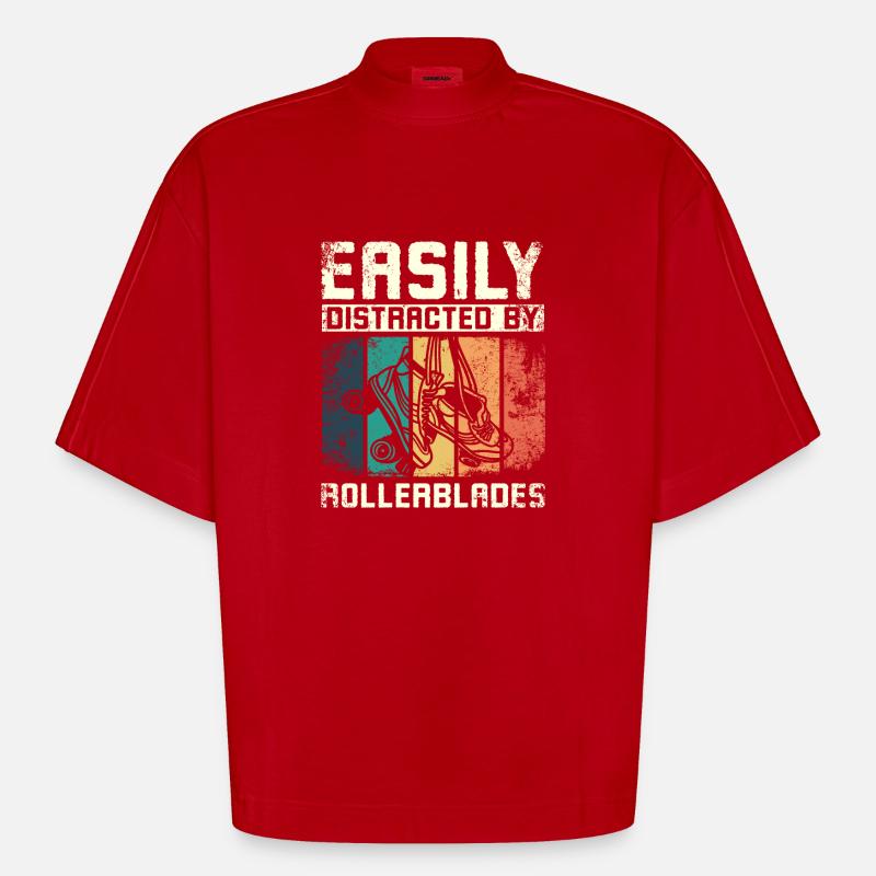 Easily distracted by rollerblades - Heavyweight Oversized Organic Boxy T-Shirt Made in EU - Rot