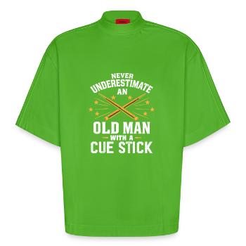 Unterschätze niemals einen alten Mann mit einem Queue - Heavyweight Oversized Organic Boxy T-Shirt Made in EU - Apple Neon - Vorne