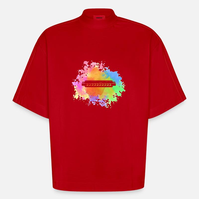 Harmonica Harmonica - T-shirt bio épais oversize Boxy fabriqué en UE - rouge