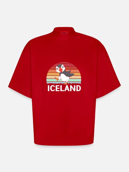 Papageientaucher Puffin - Heavyweight Oversized Organic Boxy T-Shirt Made in EU - red