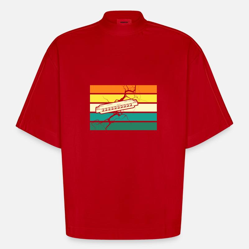 Harmonica Harmonica - Heavyweight Oversized Organic Boxy T-Shirt Made in EU - red