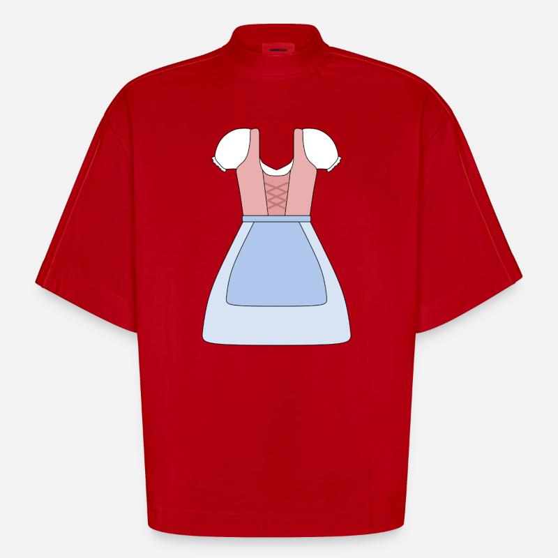 Conception de robe bavaroise traditionnelle Dirndl - T-shirt bio épais oversize Boxy fabriqué en UE - rouge