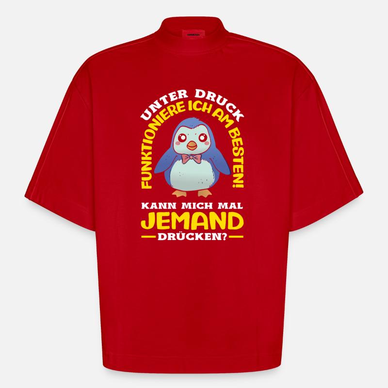 I function best under pressure - Heavyweight Oversized Organic Boxy T-Shirt Made in EU - red