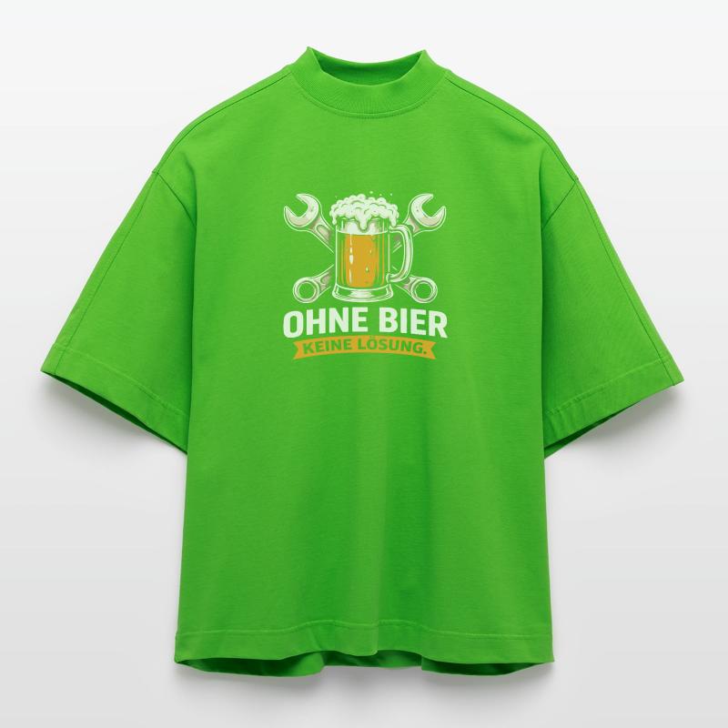 Pas de solution sans bière – Camiseta Beer & Tools T-shirt bio épais oversize Boxy fabriqué en UE