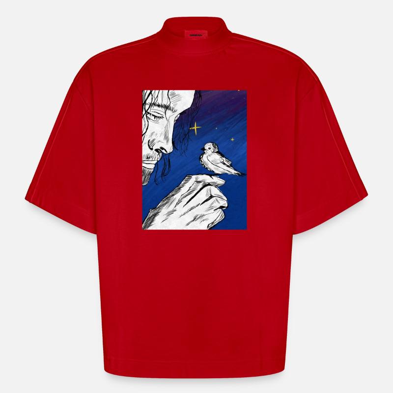 Nummer eins unter dem Mond - Heavyweight Oversized Organic Boxy T-Shirt Made in EU - Rot