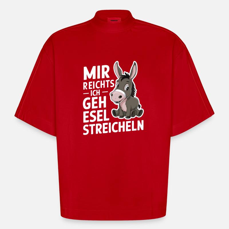 Esel Eselchen Maultier Muli - Heavyweight Oversized Organic Boxy T-Shirt Made in EU - Rot