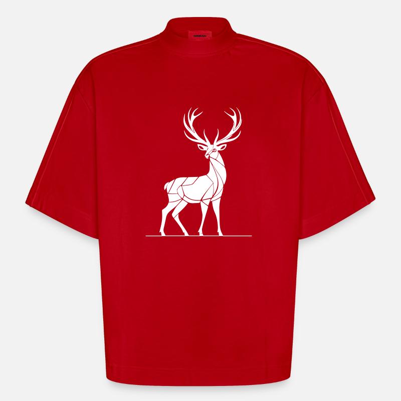 Abstrakter Rothirsch mit Geweih - Heavyweight Oversized Organic Boxy T-Shirt Made in EU - Rot