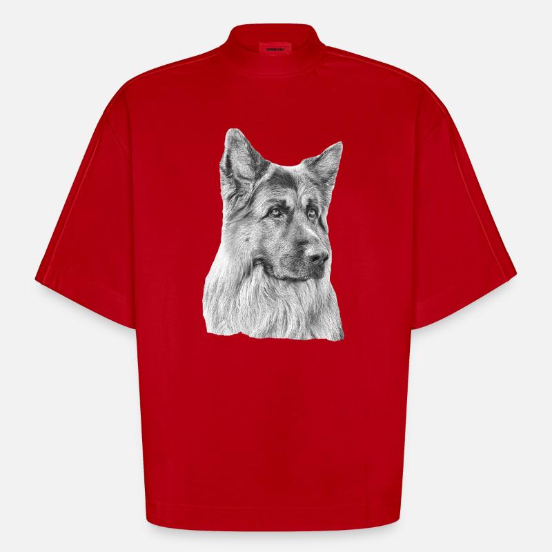 Altdeutscher Schäferhund Deutscher Schäferhund - Heavyweight Oversized Organic Boxy T-Shirt Made in EU - Rot