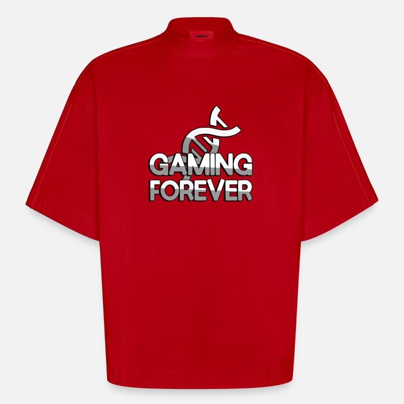 GAMING FOREVER + ADN - Jeux - T-shirt bio épais oversize Boxy fabriqué en UE - rouge