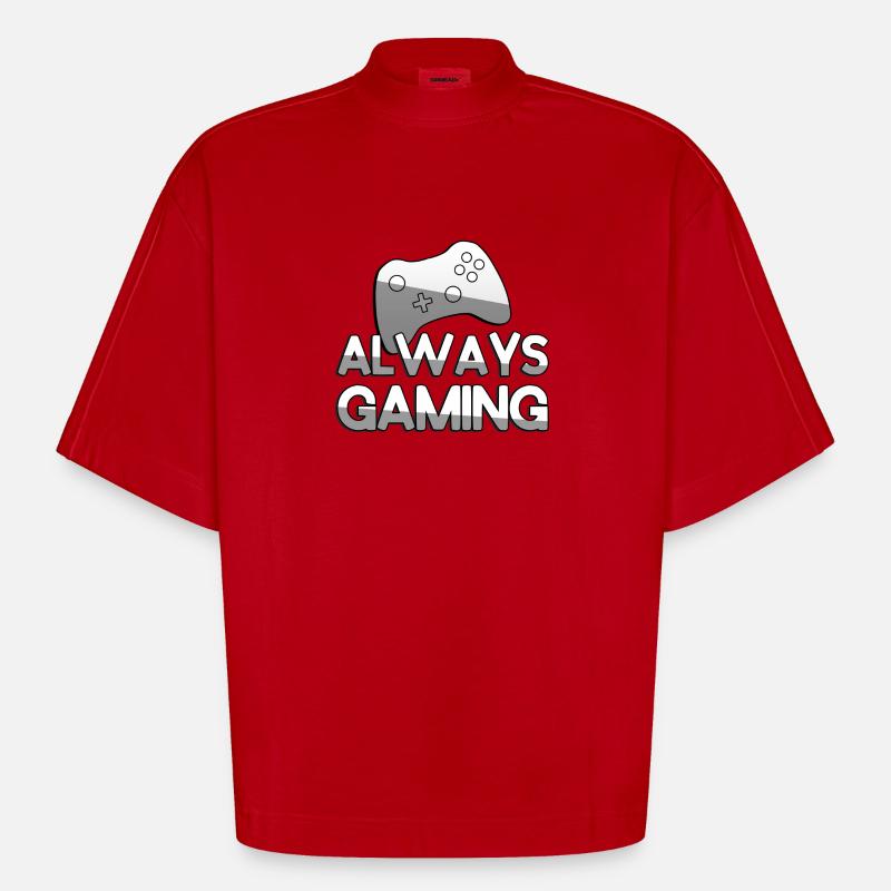 ALWAYS GAMING + Controller - Gaming - Heavyweight Oversized Organic Boxy T-Shirt Made in EU - Rot