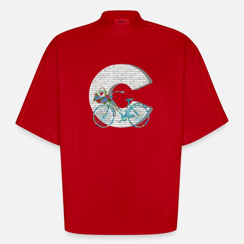 fahrrad e 100 c - Heavyweight Oversized Organic Boxy T-Shirt Made in EU - Rot