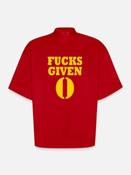 Zero fucks given - Heavyweight Oversized Organic Boxy T-Shirt Made in EU - red