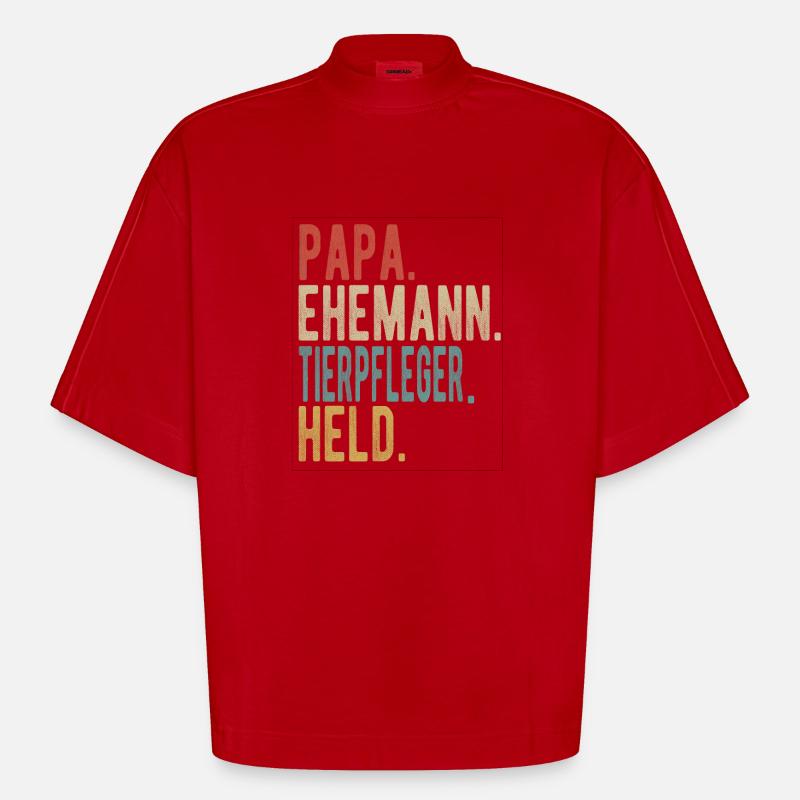 Tierpfleger Papa Ehemann Held - Heavyweight Oversized Organic Boxy T-Shirt Made in EU - Rot