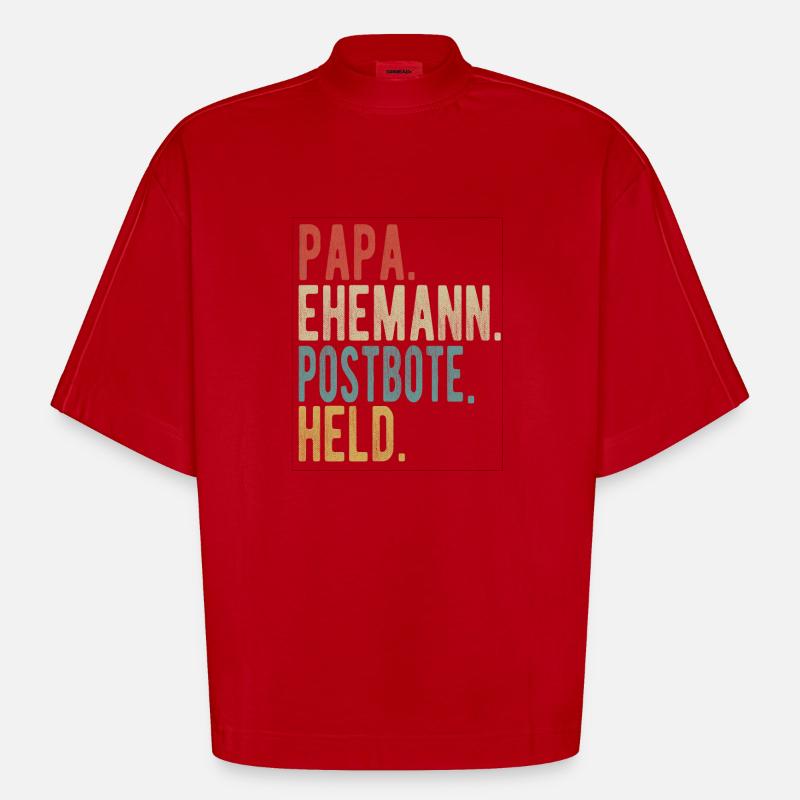 Postbote Papa Ehemann Held - Heavyweight Oversized Organic Boxy T-Shirt Made in EU - Rot