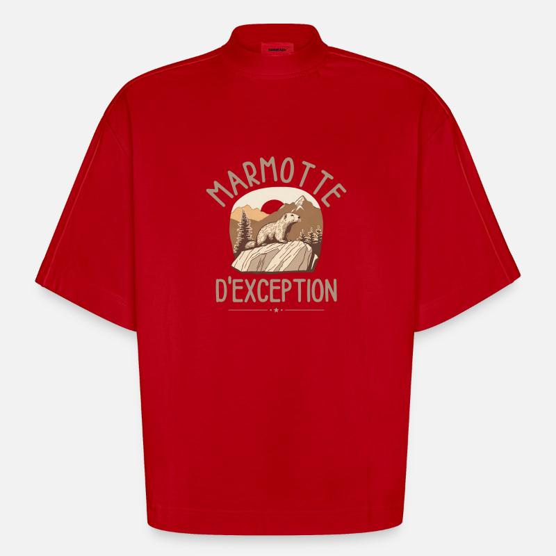 Marmotte d exception - T-shirt bio épais oversize Boxy fabriqué en UE - rouge
