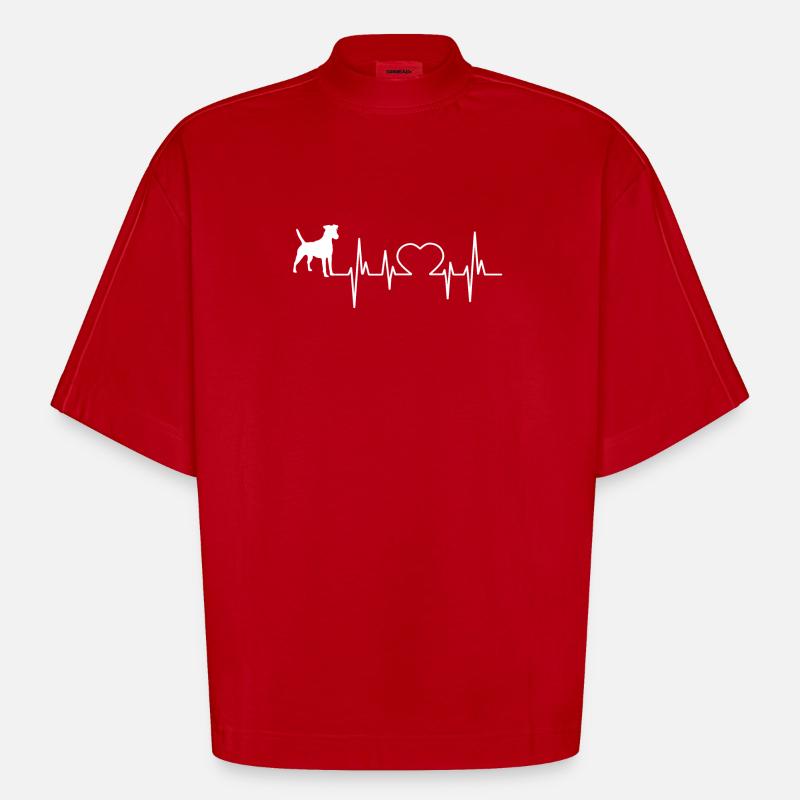 Glatthaar-Foxterrier Geschenk Shirt - Heavyweight Oversized Organic Boxy T-Shirt Made in EU - Rot