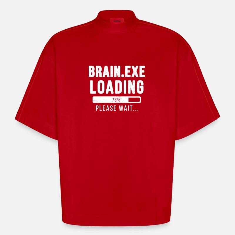 Brain.exe loading ... please wait! - Heavyweight Oversized Organic Boxy T-Shirt Made in EU - red