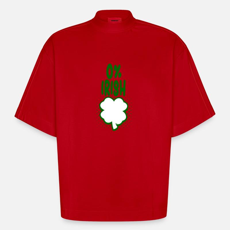 0% Irish - Spaß Tshirt - Geschenk - Heavyweight Oversized Organic Boxy T-Shirt Made in EU - Rot