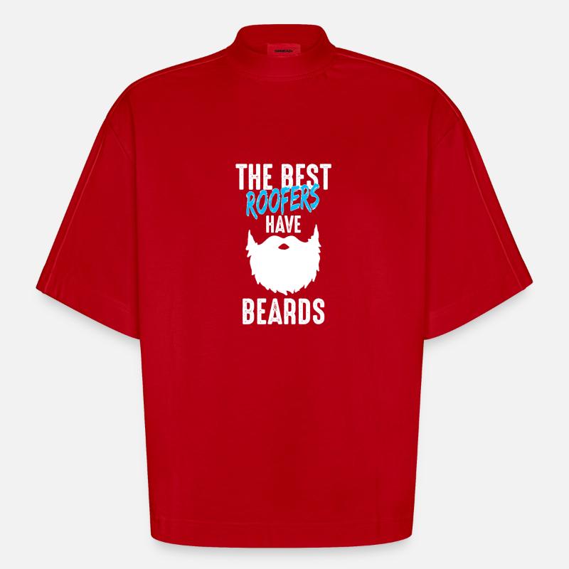 Dachdeckermeister Dachdecker Bart Geschenk - Heavyweight Oversized Organic Boxy T-Shirt Made in EU - Rot