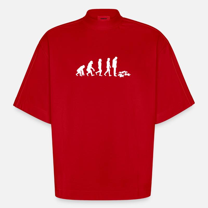 Jigsaw Puzzle - Puzzlen - Evolution - Heavyweight Oversized Organic Boxy T-Shirt Made in EU - Rot