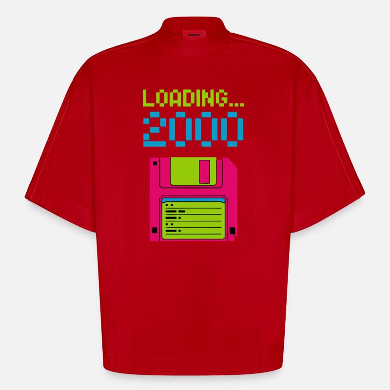 Loading 2000 Disketten-Design Retro Pixel Design - Heavyweight Oversized Organic Boxy T-Shirt Made in EU - Rot