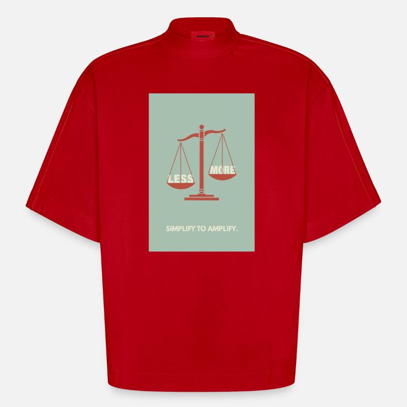 Moins, c’est plus - Conception d’affiche d’équilibre - T-shirt bio épais oversize Boxy fabriqué en UE - rouge