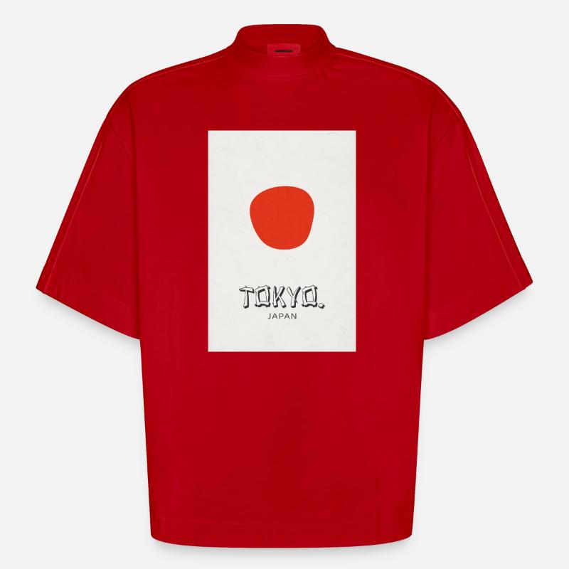 Affiche Tokyo – Déclaration de design moderne - T-shirt bio épais oversize Boxy fabriqué en UE - rouge