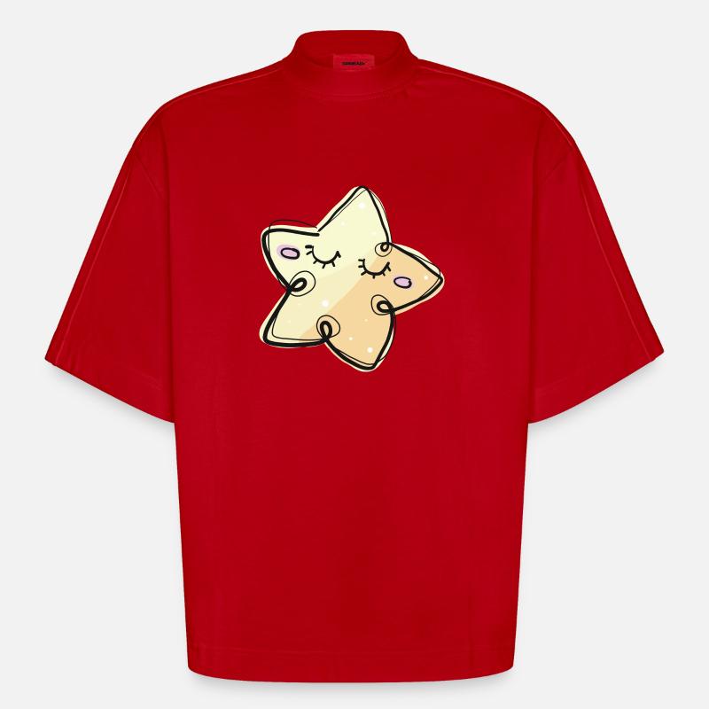STERNCHEN - Heavyweight Oversized Organic Boxy T-Shirt Made in EU - Rot