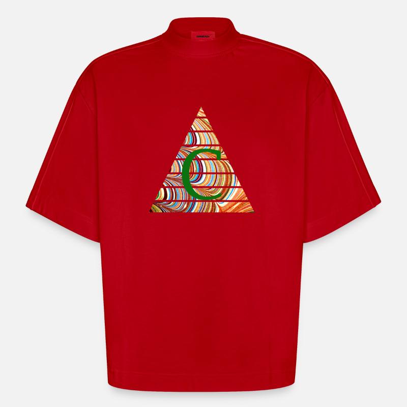 triangle e 56 c - Heavyweight Oversized Organic Boxy T-Shirt Made in EU - red