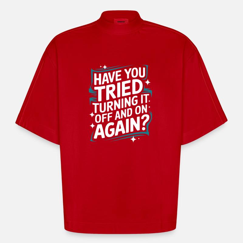 Technical Support Computer - Heavyweight Oversized Organic Boxy T-Shirt Made in EU - red