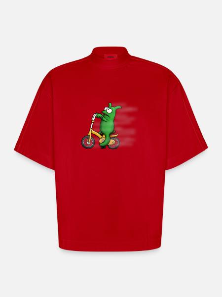 Biker Kobold - Heavyweight Oversized Organic Boxy T-Shirt Made in EU - Rot