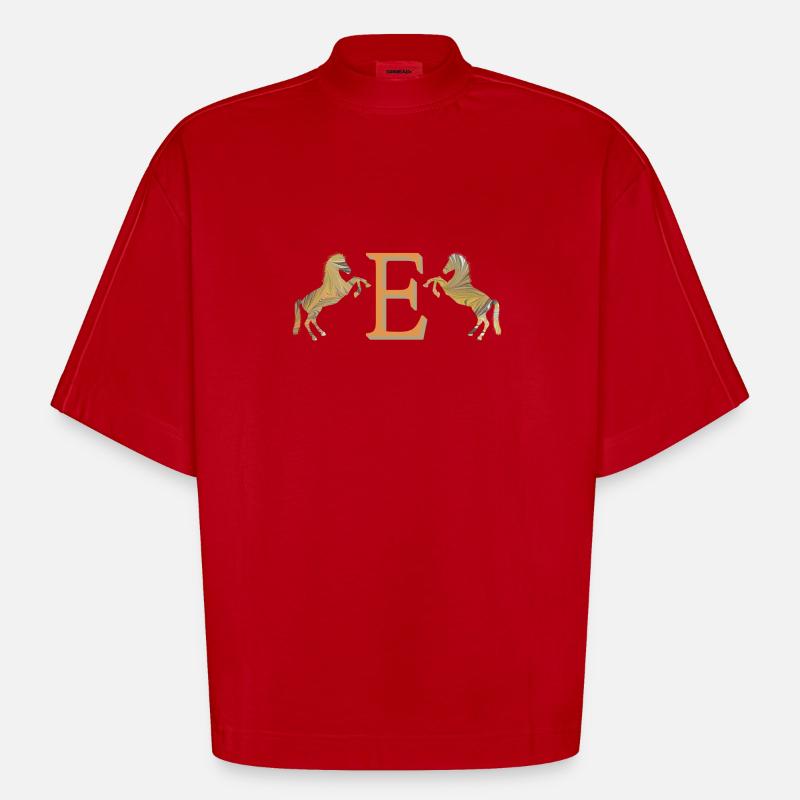 horses e 113 e - Heavyweight Oversized Organic Boxy T-Shirt Made in EU - red