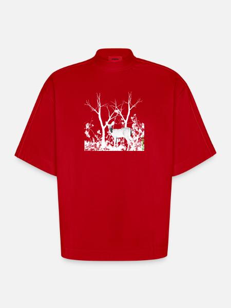 deer - Heavyweight Oversized Organic Boxy T-Shirt Made in EU - red