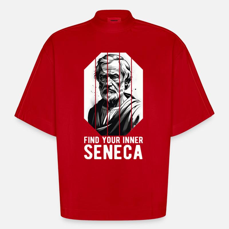 Seneca Stoicism Stoic Philosopher - Heavyweight Oversized Organic Boxy T-Shirt Made in EU - red