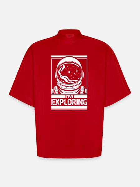 J’explore - T-shirt bio épais oversize Boxy fabriqué en UE - rouge