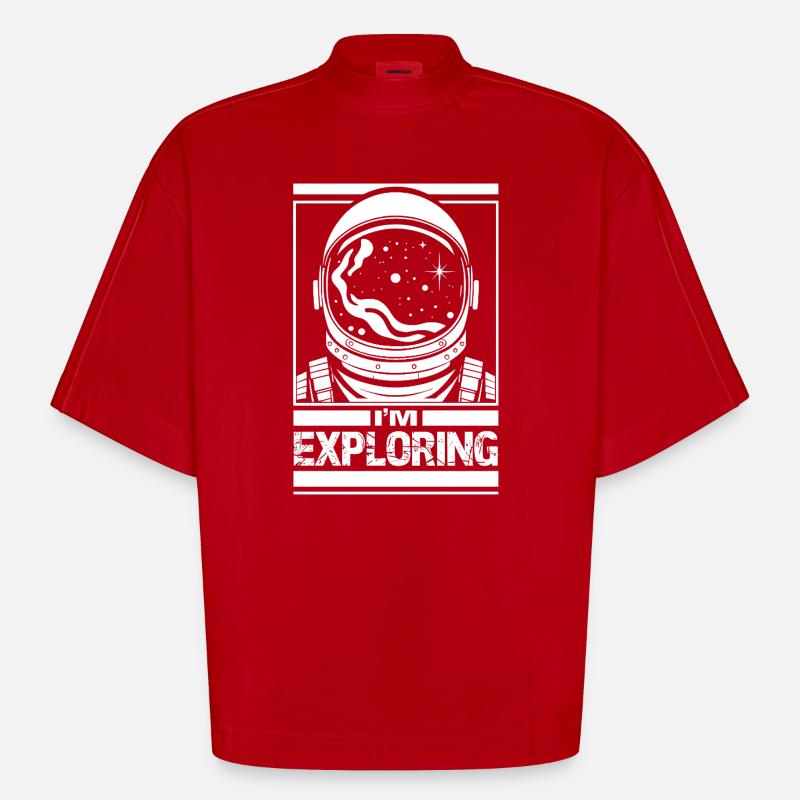 J’explore - T-shirt bio épais oversize Boxy fabriqué en UE - rouge