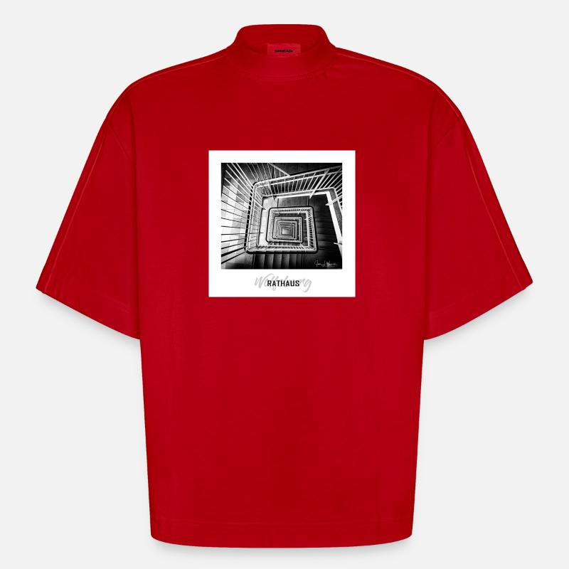 Wolfsburg Rathaustreppe - Heavyweight Oversized Organic Boxy T-Shirt Made in EU - Rot