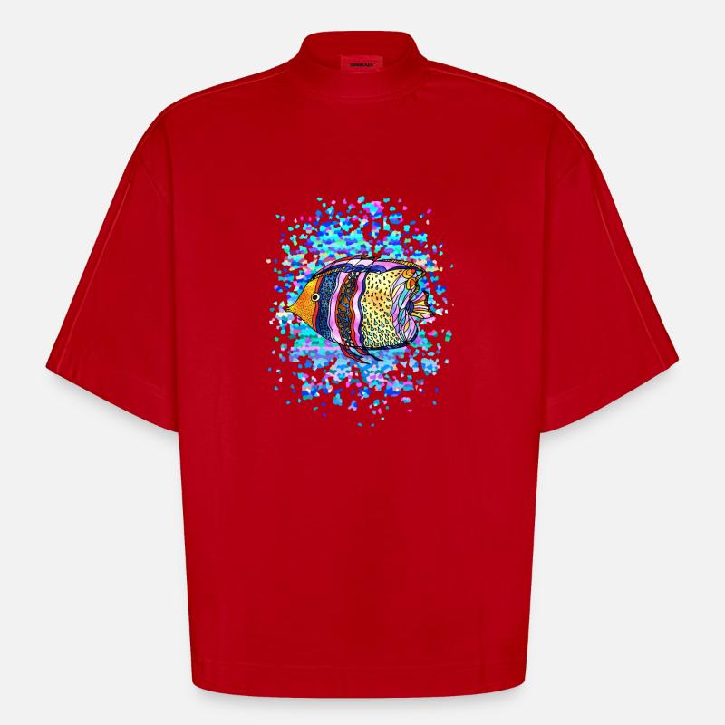 Fisch - Heavyweight Oversized Organic Boxy T-Shirt Made in EU - Rot