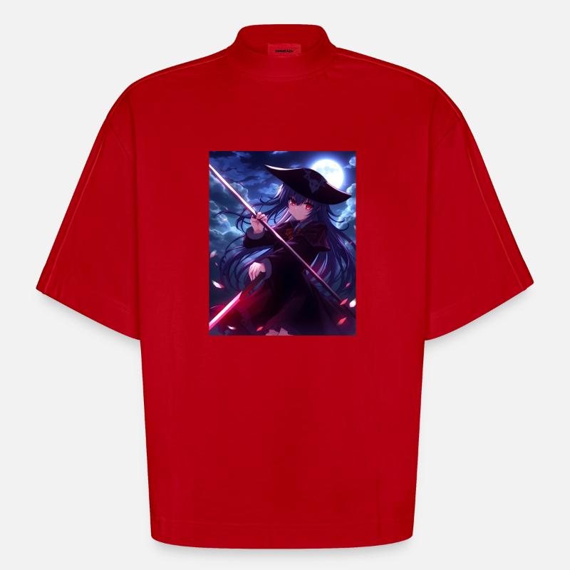 Conception de l’anime Scythe - T-shirt bio épais oversize Boxy fabriqué en UE - rouge