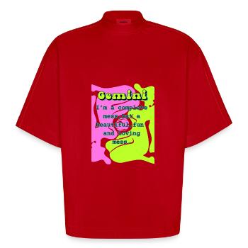 Sun in Gemini - Heavyweight Oversized Organic Boxy T-Shirt Made in EU - red - Front