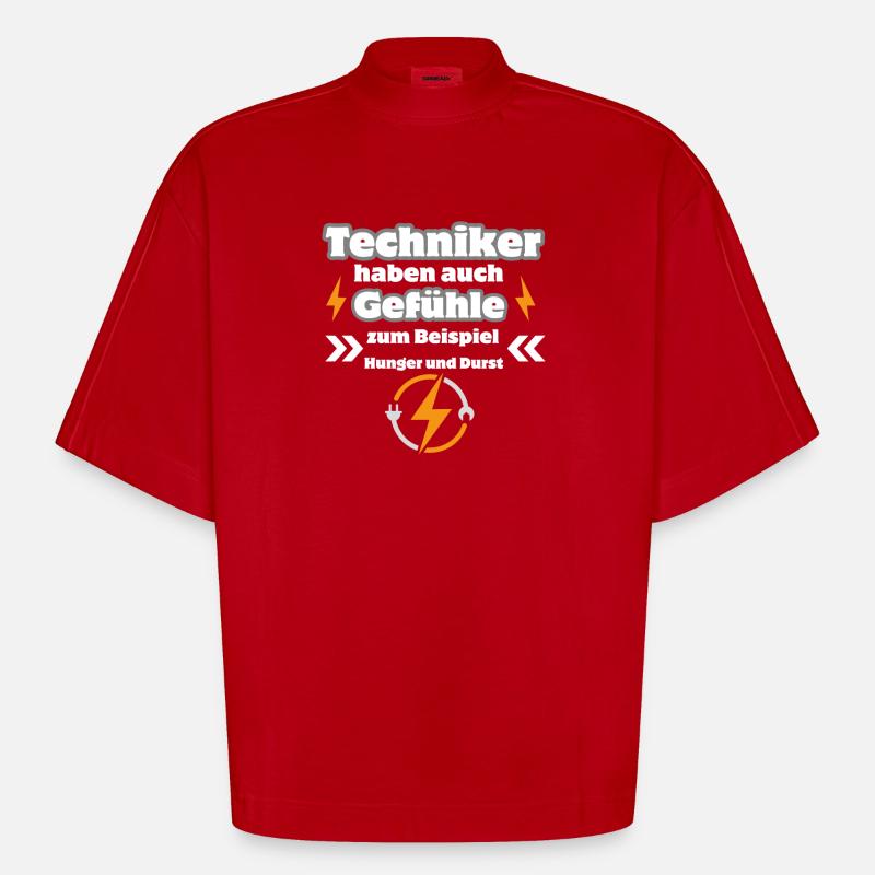 Techniker Gefühle - Heavyweight Oversized Organic Boxy T-Shirt Made in EU - Rot
