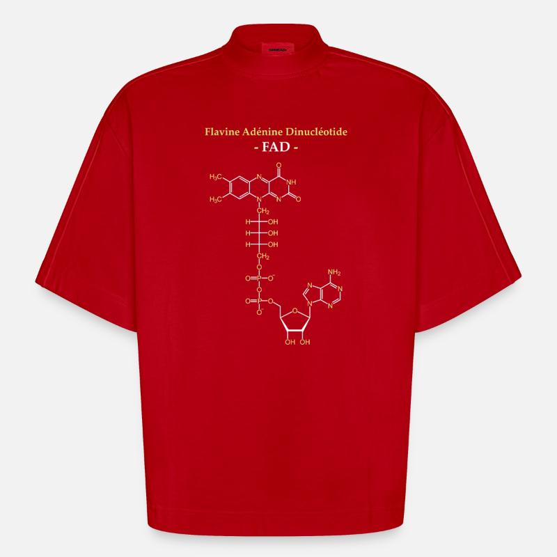 ADF Flavin Adenine Cofactor - Heavyweight Oversized Organic Boxy T-Shirt Made in EU - red