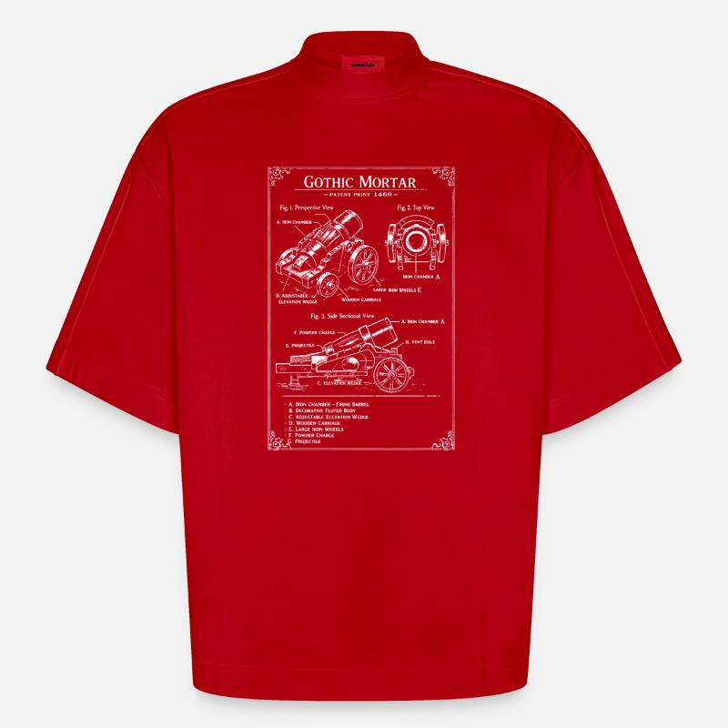 Plan de mortier gothique - T-shirt bio épais oversize Boxy fabriqué en UE - rouge
